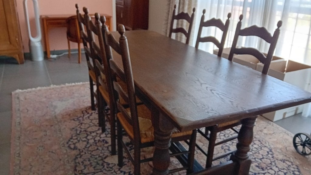Salle à manger rustique/chêne massif, Enlèvement, Comme neuf, Rustiek, 6 à 8 chaises