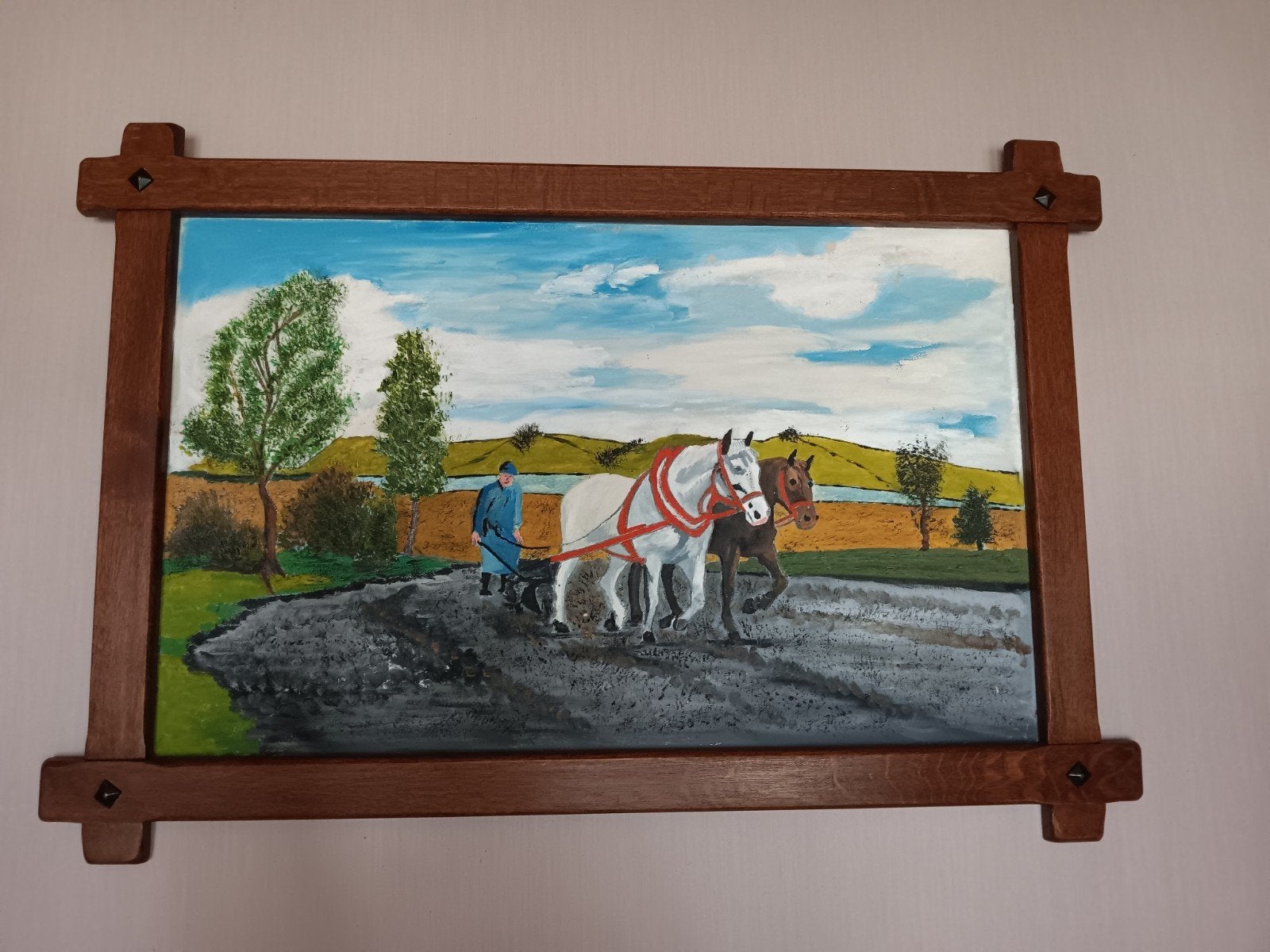 schilderij ploegende boer, Ophalen, Landschap
