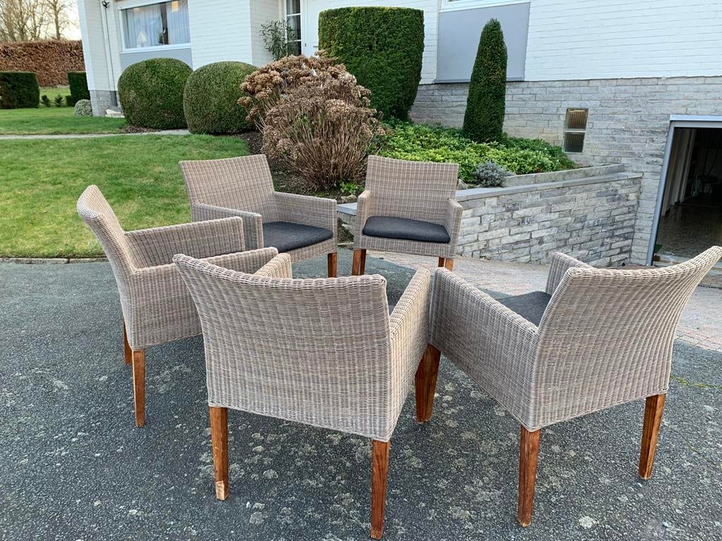 5 super lux  wicker stoelen  met kussens, Ophalen, Zo goed als nieuw, Wicker