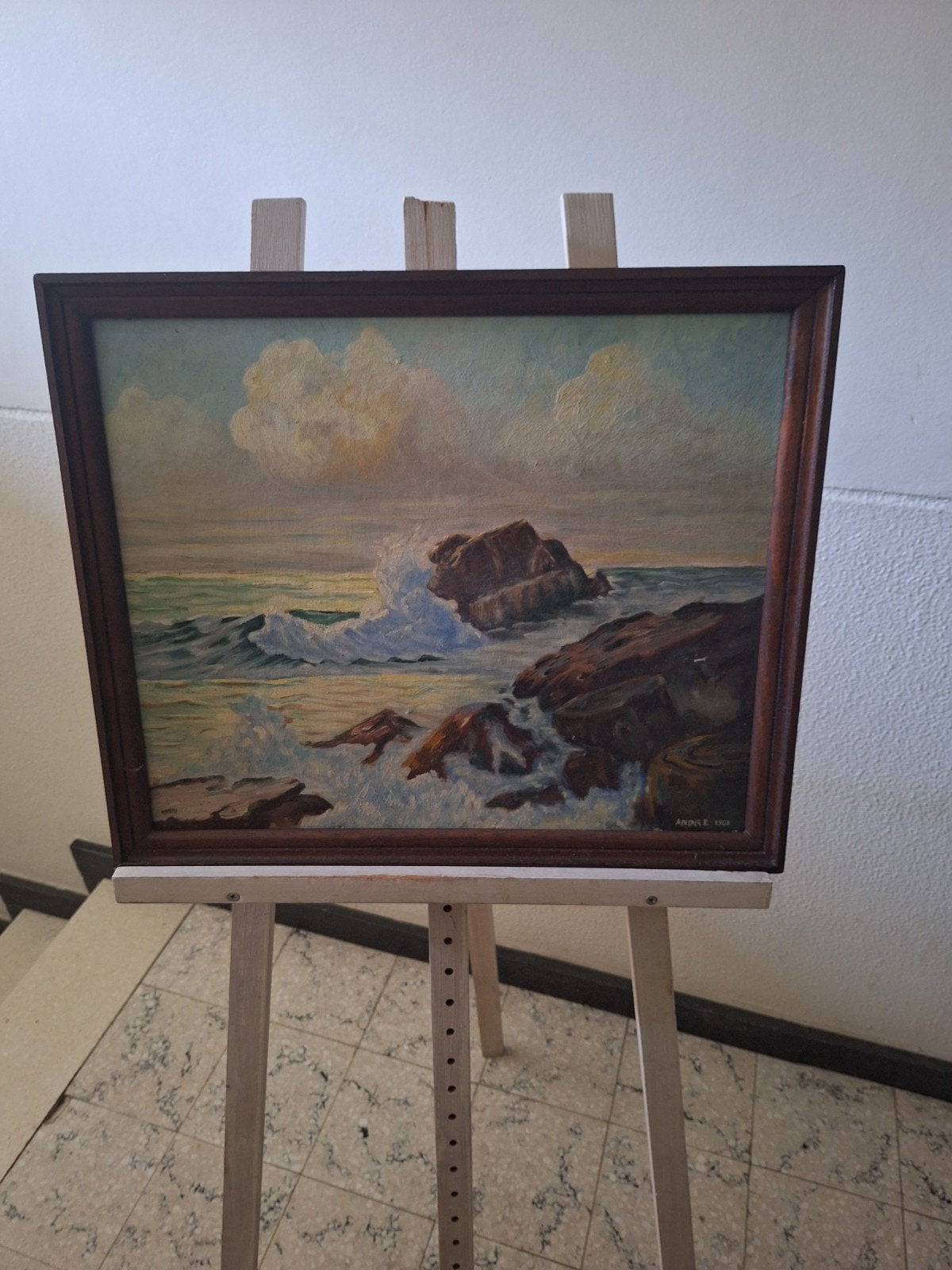 schilderij woeste zee, Antiek en Kunst, Ophalen