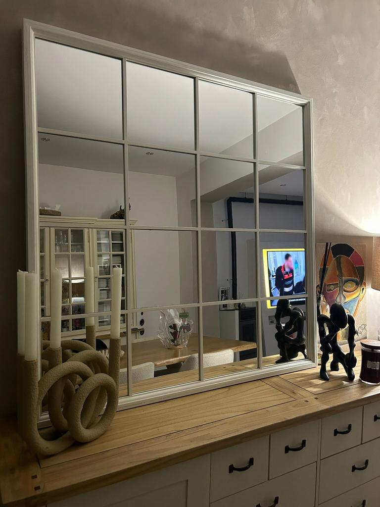Grand mirroir blanc, 125 cm ou plus, Enlèvement, 100 à 150 cm, Carré