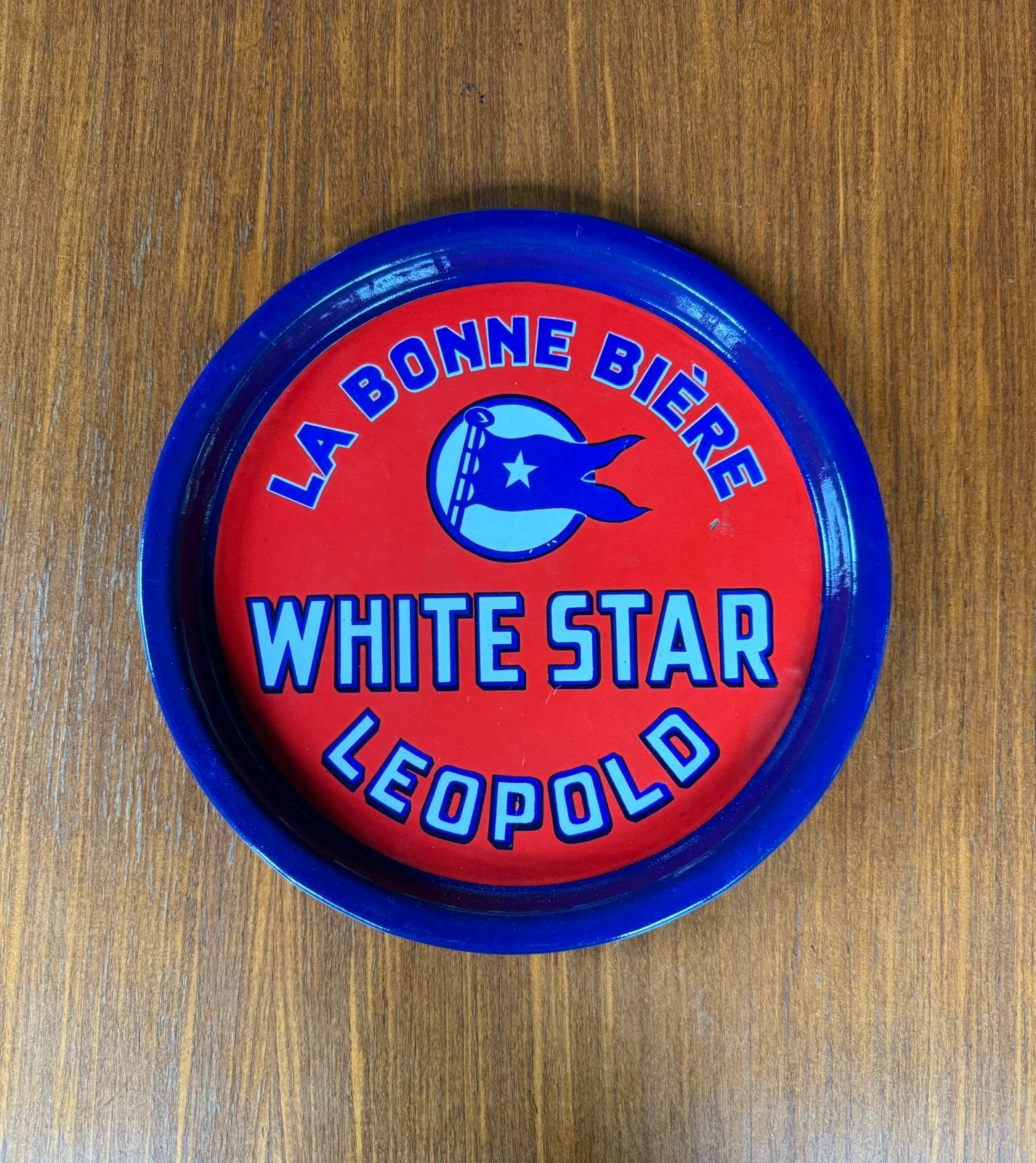Emaille reclame plateau Leopold White Star, Ophalen of Verzenden, Zo goed als nieuw, Reclamebord