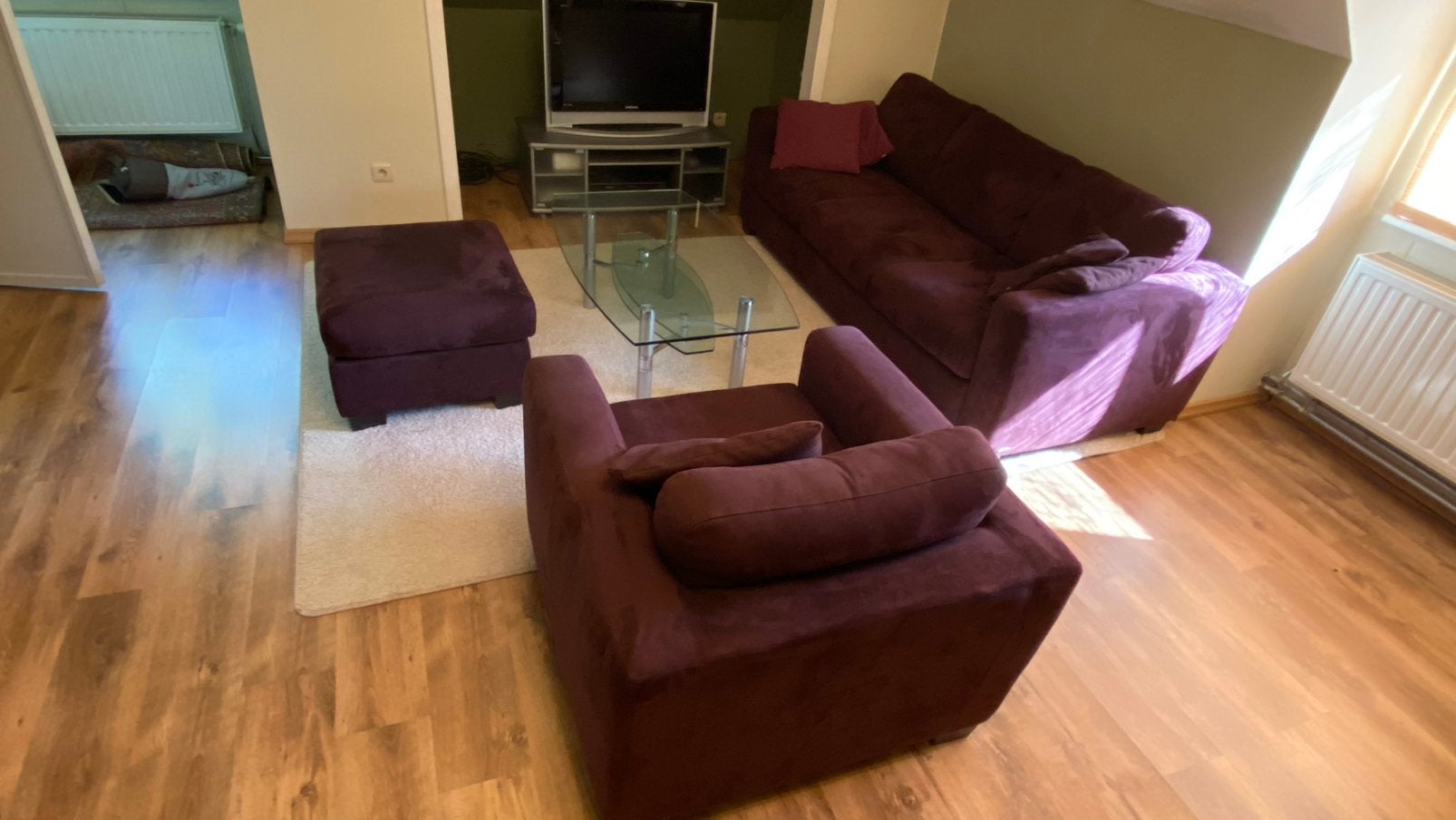 Zetel met poef, Ophalen, Gebruikt, Overige materialen