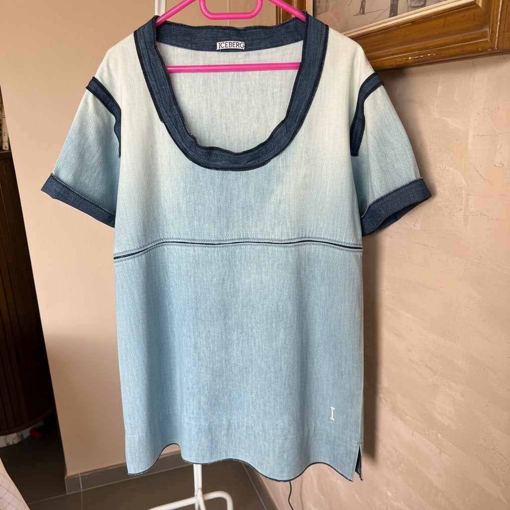 Vintage Iceberg denim jurk, Kleding | Dames, Ophalen of Verzenden, Zo goed als nieuw, Maat 42/44 (L)