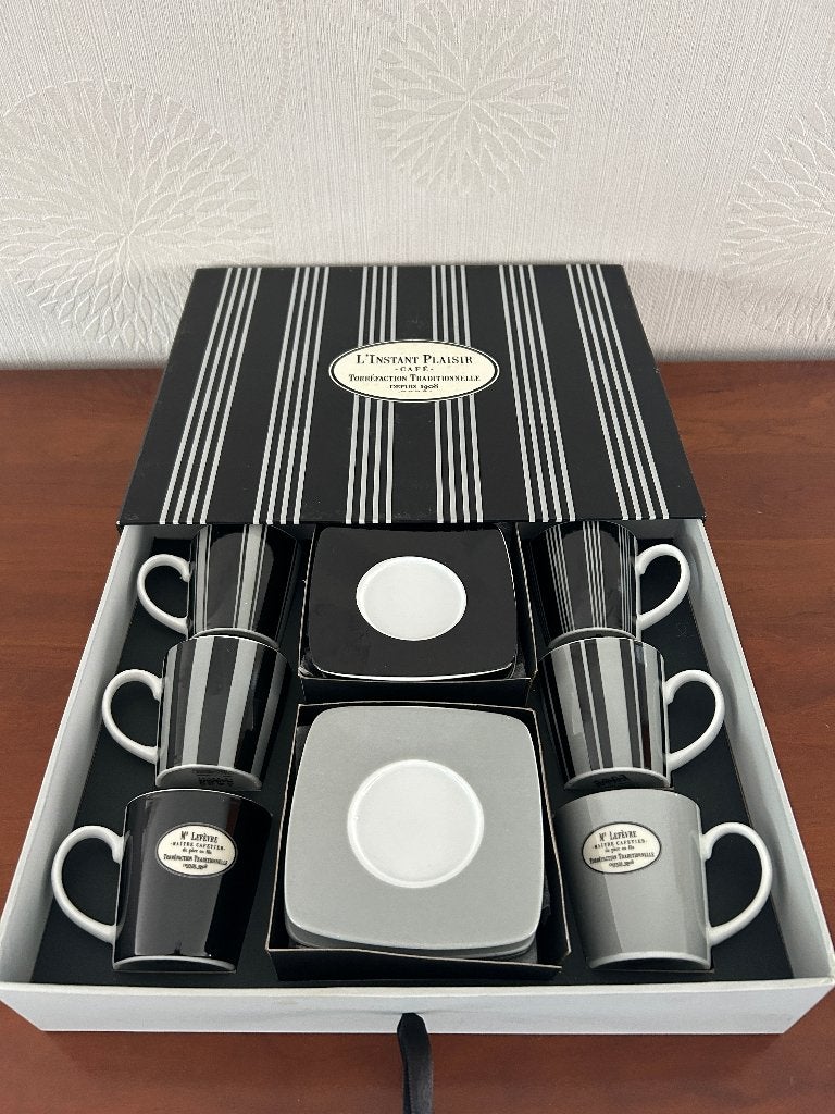 Coffret 6 tasses & sous-tasses café - "L'instant Plaisir", Maison & Meubles, Enlèvement, Neuf