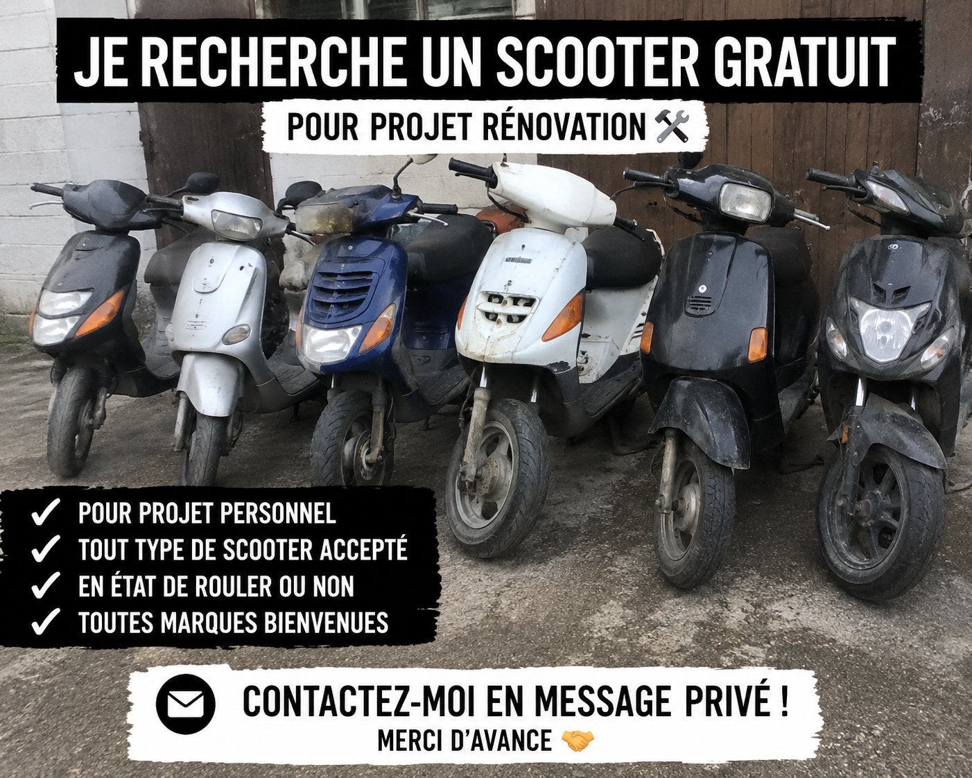 recherche scooter, Vélos & Vélomoteurs, Enlèvement, Classe A (25 km/h), 25 cm³