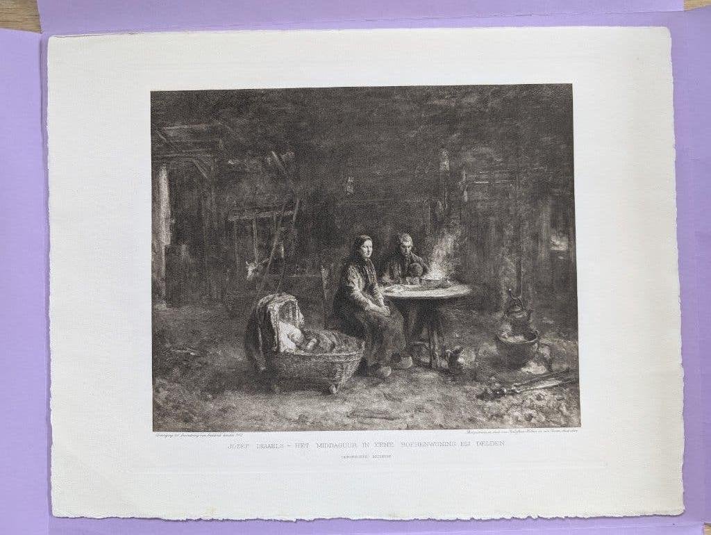 Het middaguur_fotogravure 1912_Jozef Israel, Antiek en Kunst, Verzenden