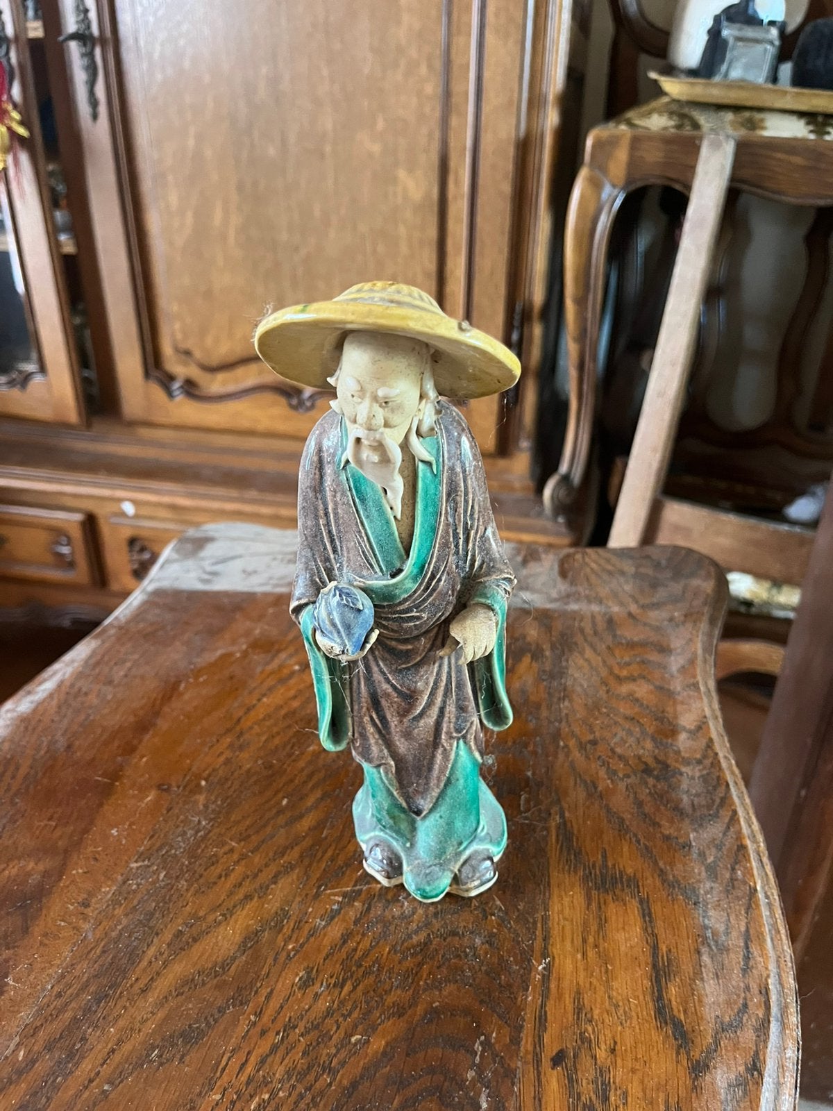 Vintage Chinese keramische Shiwan/Mudman beeldje, Ophalen, Blauw