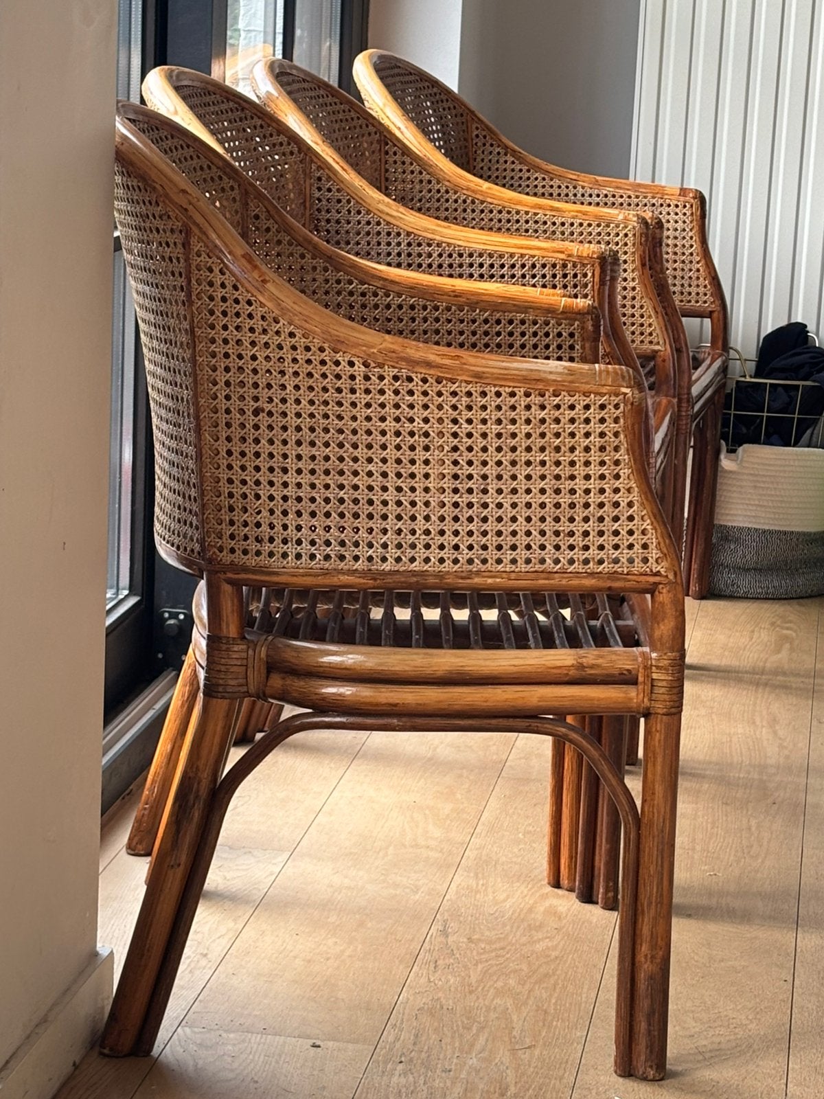 set rotan McGuire Style stoelen bamboo rattan, Huis en Inrichting, Ophalen, Gebruikt, Bruin, Vintage