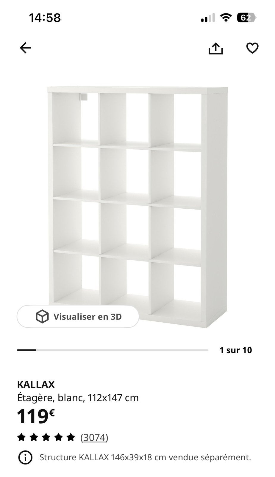 Armoire Kallax ikea, Enlèvement, Comme neuf