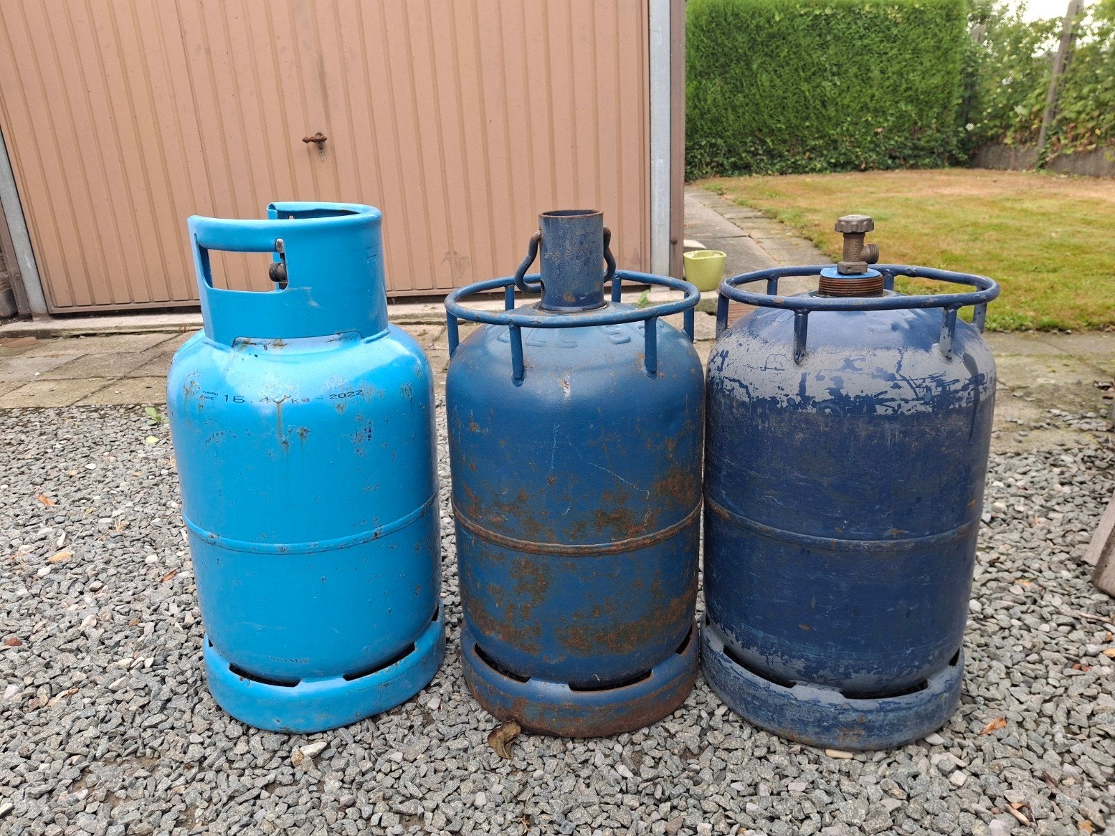 3 lege gasflessen, Tuin en Terras, Tuinhaarden, Ophalen, Gebruikt