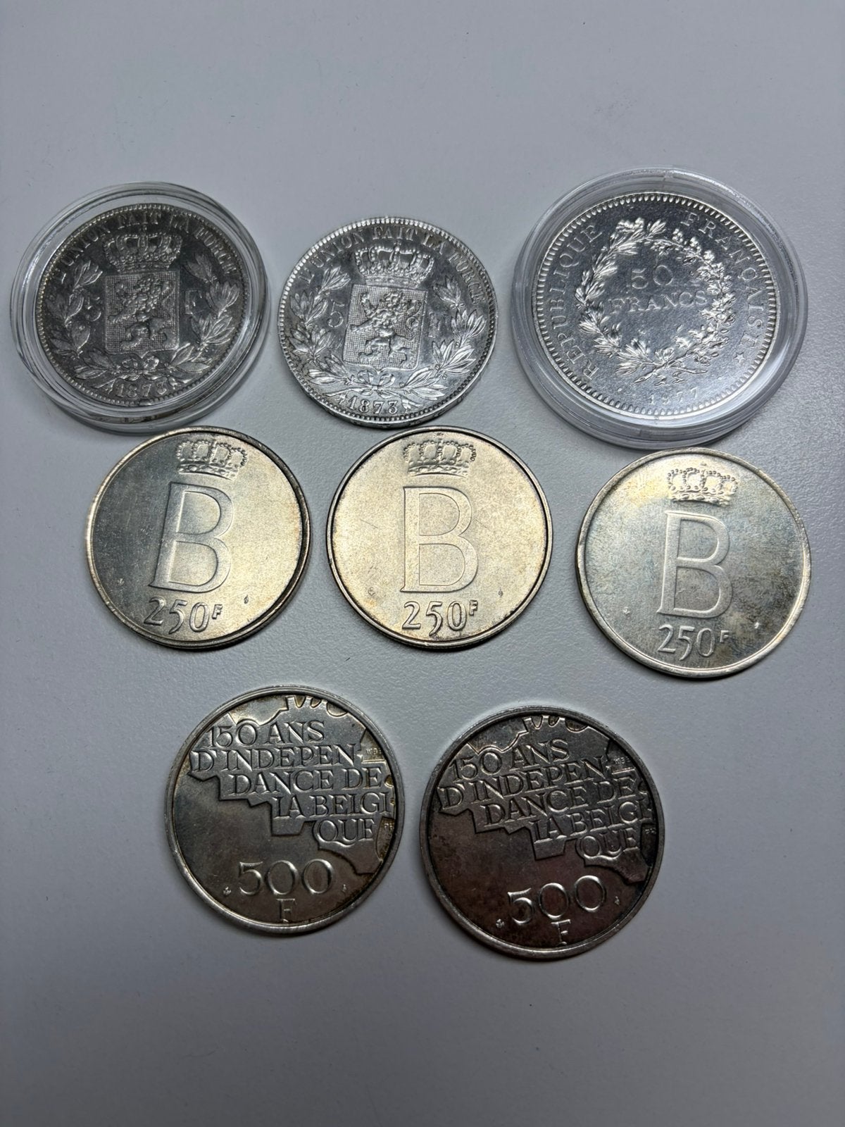Pièces argent Belgique et France, Enlèvement ou Envoi, Belgique, Argent