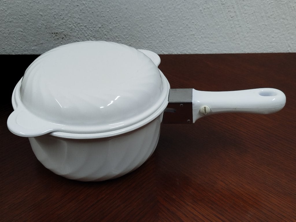 Vintage Acroflam France steelpan met afneembaar handvat-1,5L, Ophalen of Verzenden, Zo goed als nieuw, Overige materialen, Overige typen