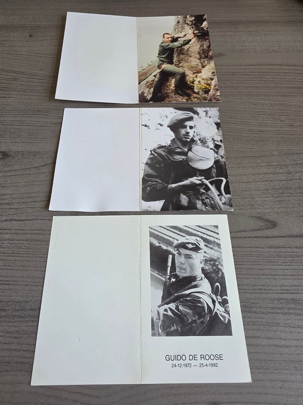 3 cartes de décès en paracommando de l'armée belge, Collections, Enlèvement ou Envoi