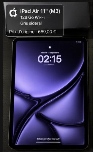 Ipad air 11 M3 Neuf + clavier + stylo, Informatique & Logiciels, Neuf, Gris, 11 pouces, Apple iPad Air