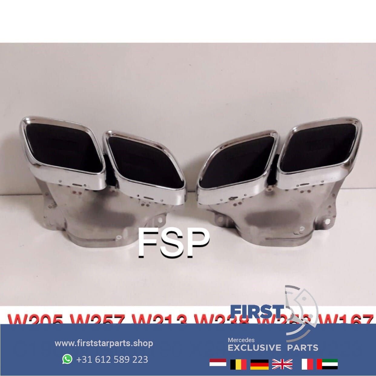 W253 X253 C253 GLC63 FACELIFT AMG UITLAAT SIERSTUKKEN CHROOM, Gebruikt, -, Ophalen of Verzenden, -