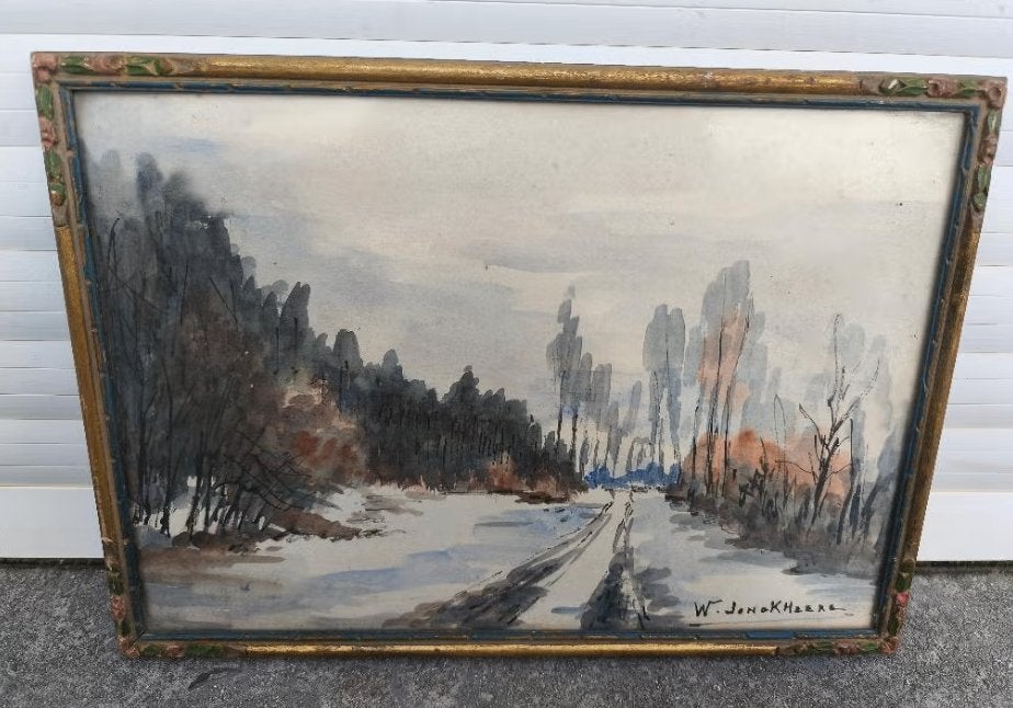 aquarelle paysage signe jonckheere walter, Enlèvement ou Envoi, Aquarelle, Paysage