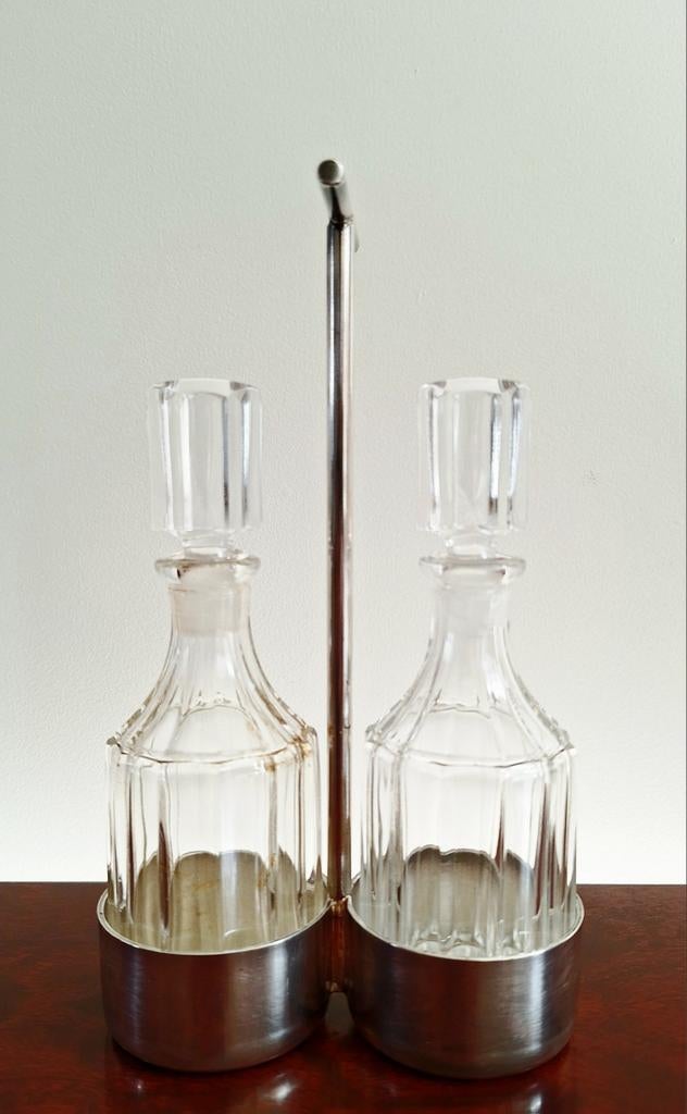 Art Deco menageset kristal olie- en azijnstel, Antiek en Kunst, Ophalen of Verzenden