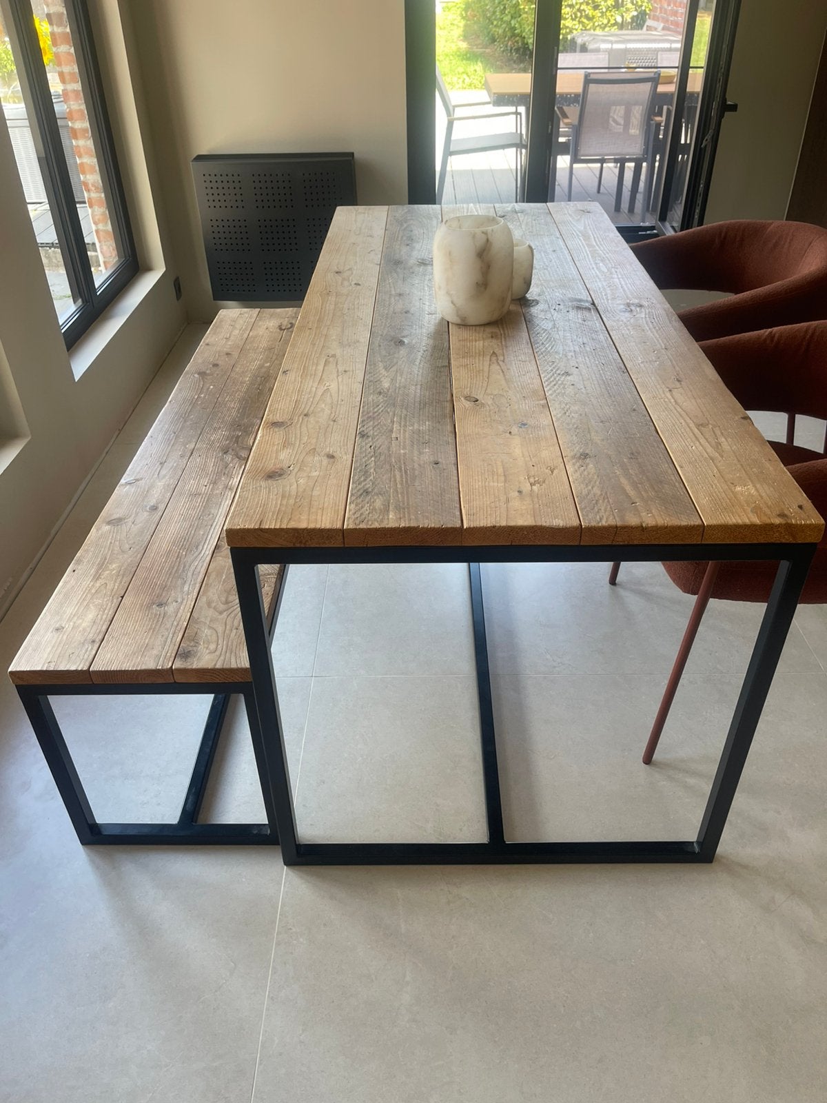 Te koop tafel + zitbank, Ophalen, Gebruikt