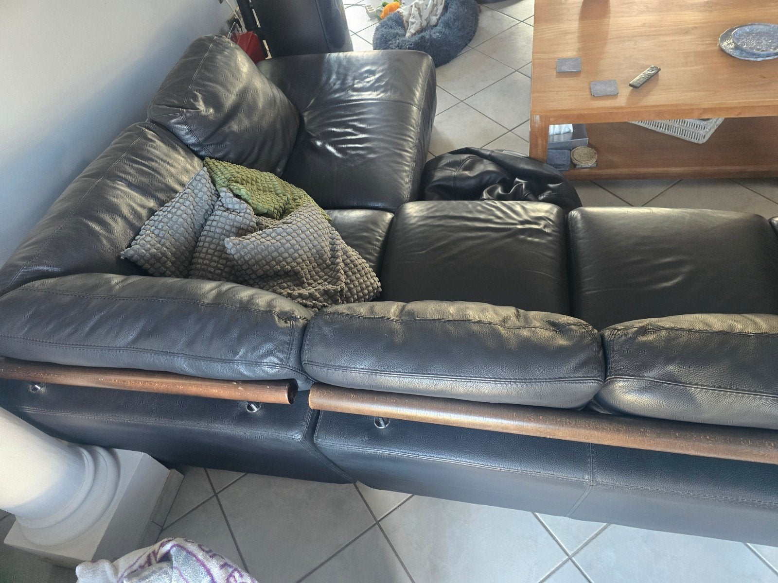 hoek salon, Huis en Inrichting, Ophalen, Gebruikt, Zwart, Hoekbank