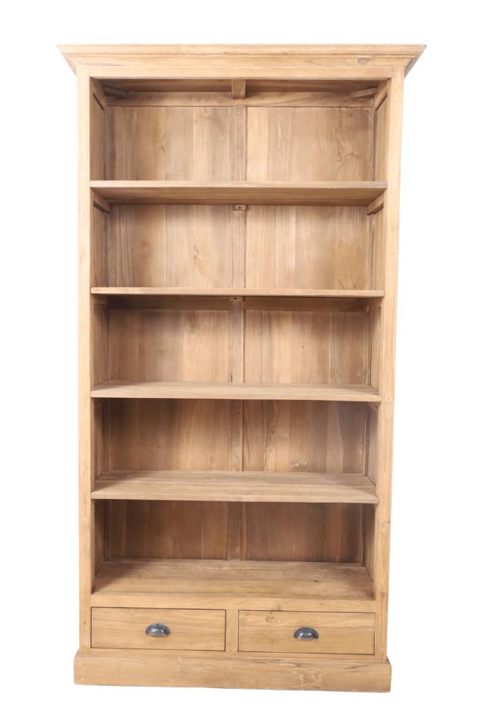 Teakhouten boekenkast, Ophalen, Met plank(en), 100 tot 150 cm, 200 cm of meer