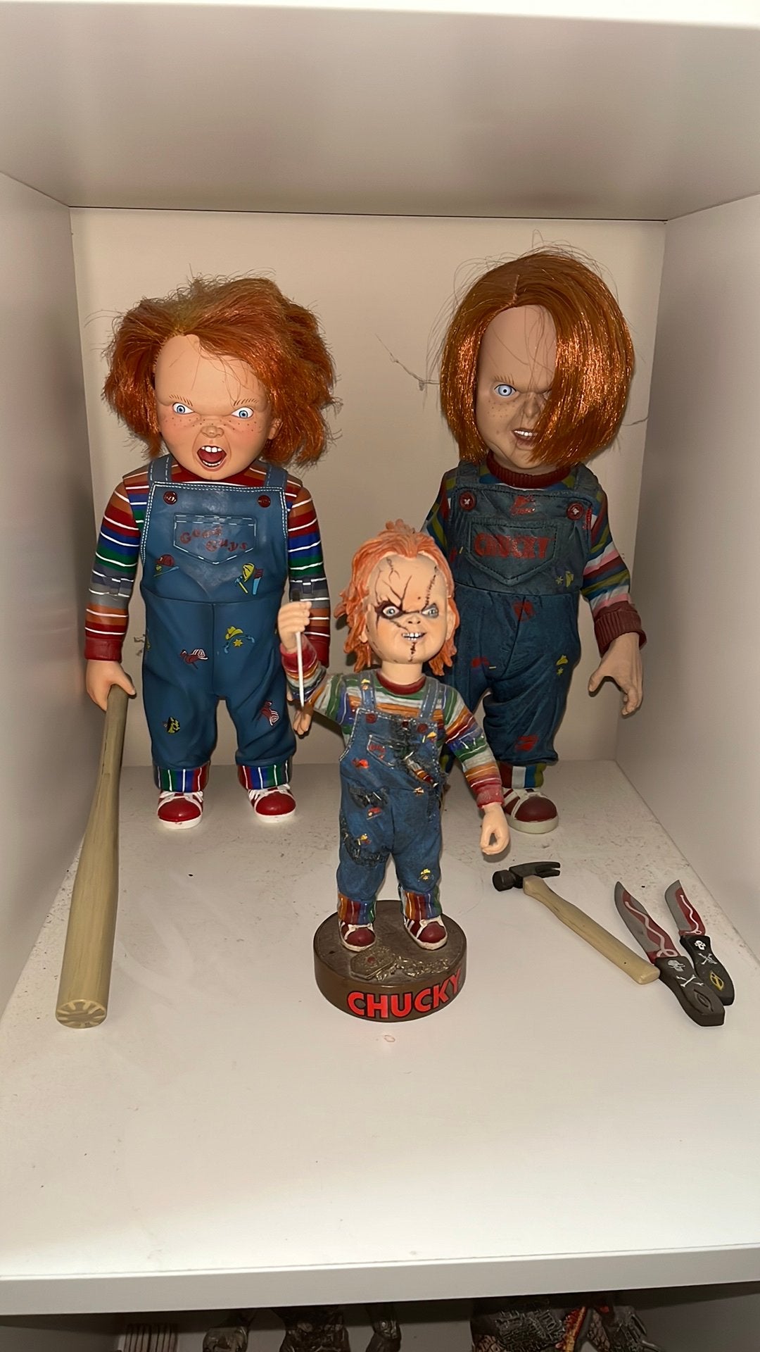 3 poupées de cinéma Chucky, Collections, Enlèvement, Comme neuf, Film, Figurine ou Poupée