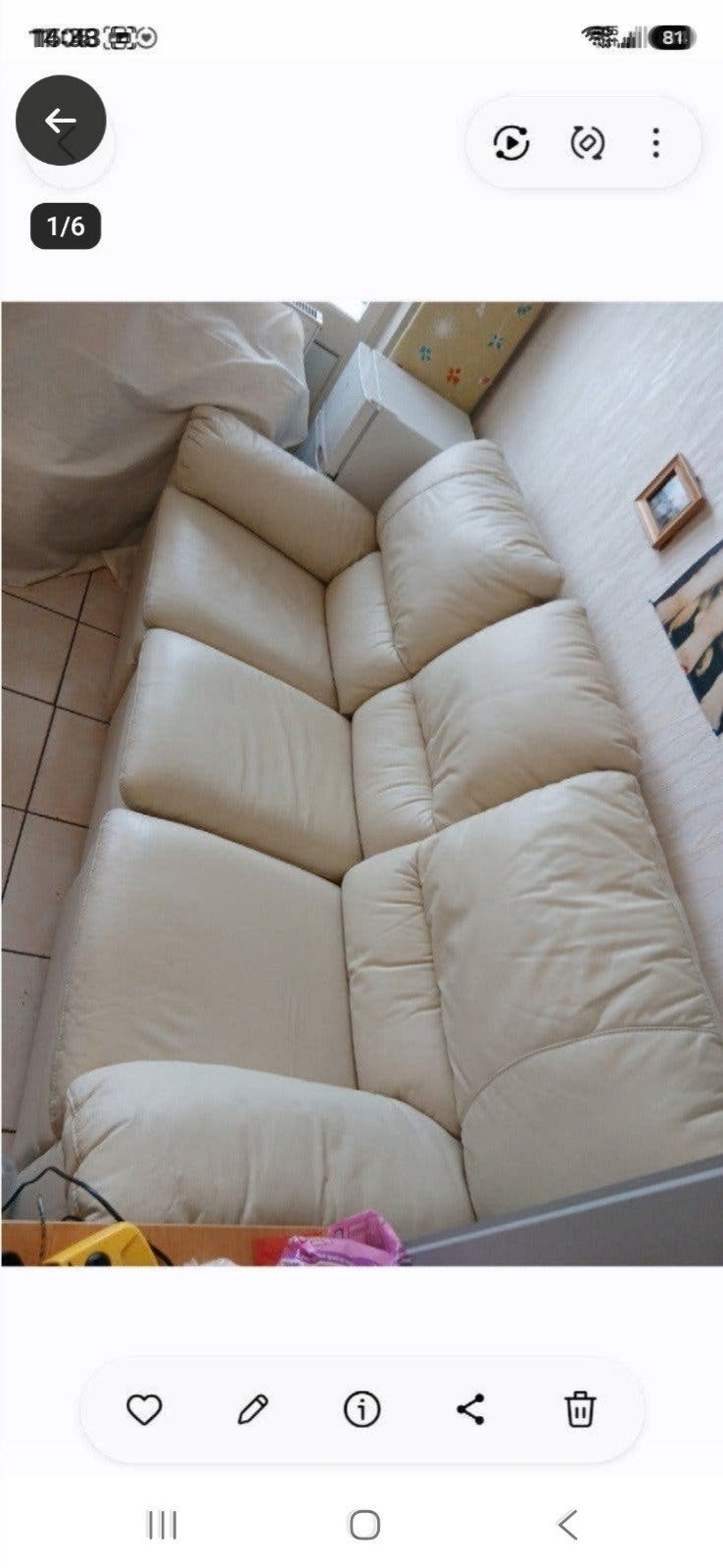 DIVAN EN CUIR BLANC 2,20M PRIX 350 EUR, Enlèvement, Comme neuf, Cuir