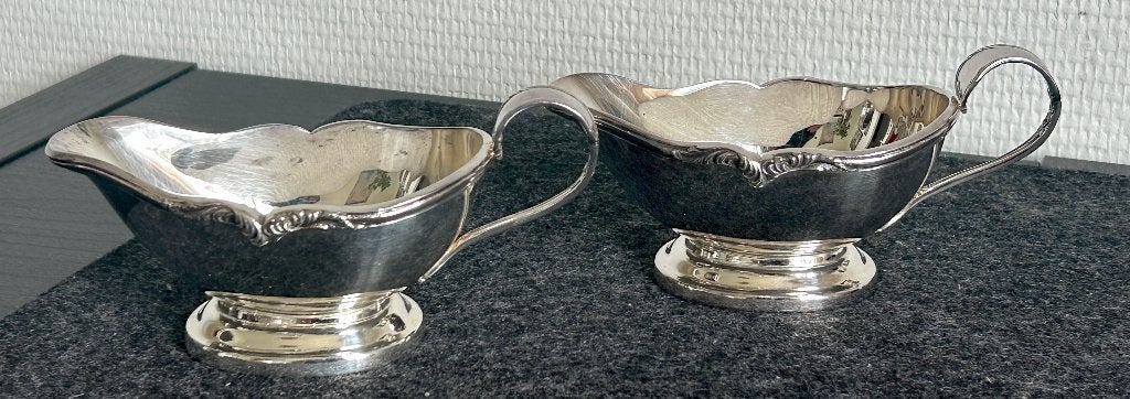 Paire de Bateaux à Sauce en Argent Orfèvrerie Wiskemann, Enlèvement ou Envoi, Argent