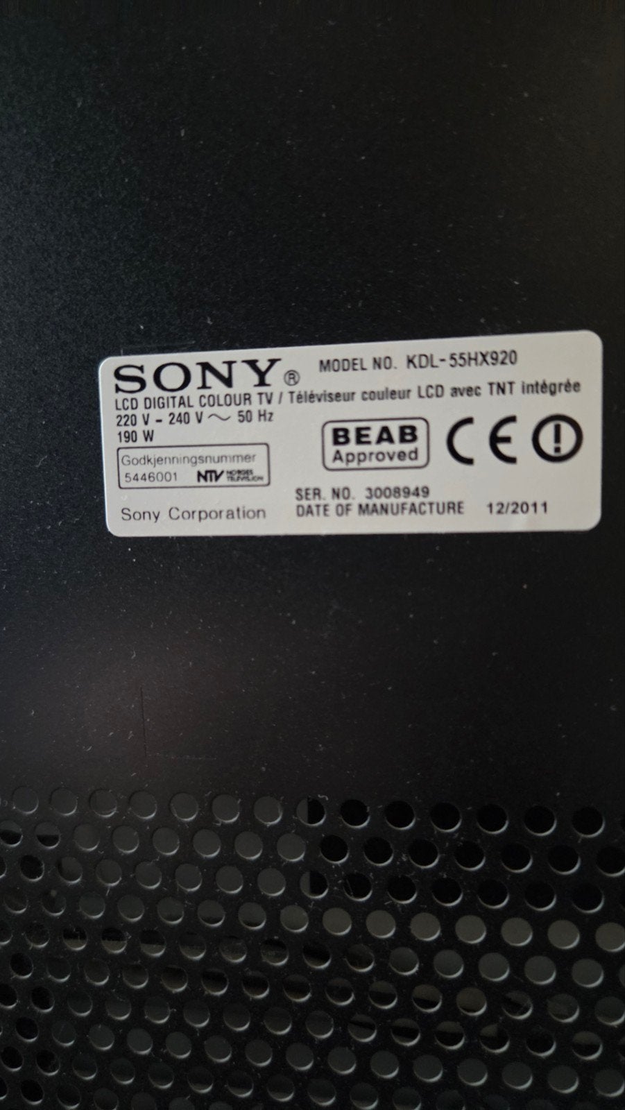 Sony 55" 3D-tv in perfecte staat, Tickets en Kaartjes, Kortingen en Cadeaubonnen