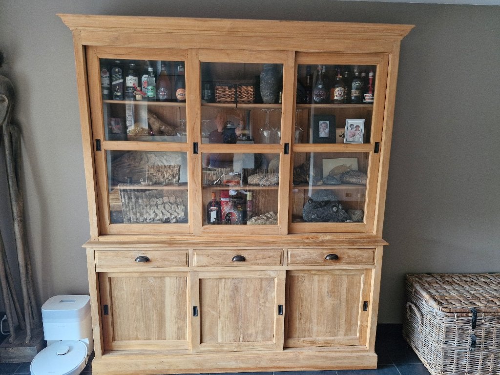 Mooie kast in massieve teak, Huis en Inrichting, Ophalen, 200 cm of meer, Teakhout, Zo goed als nieuw