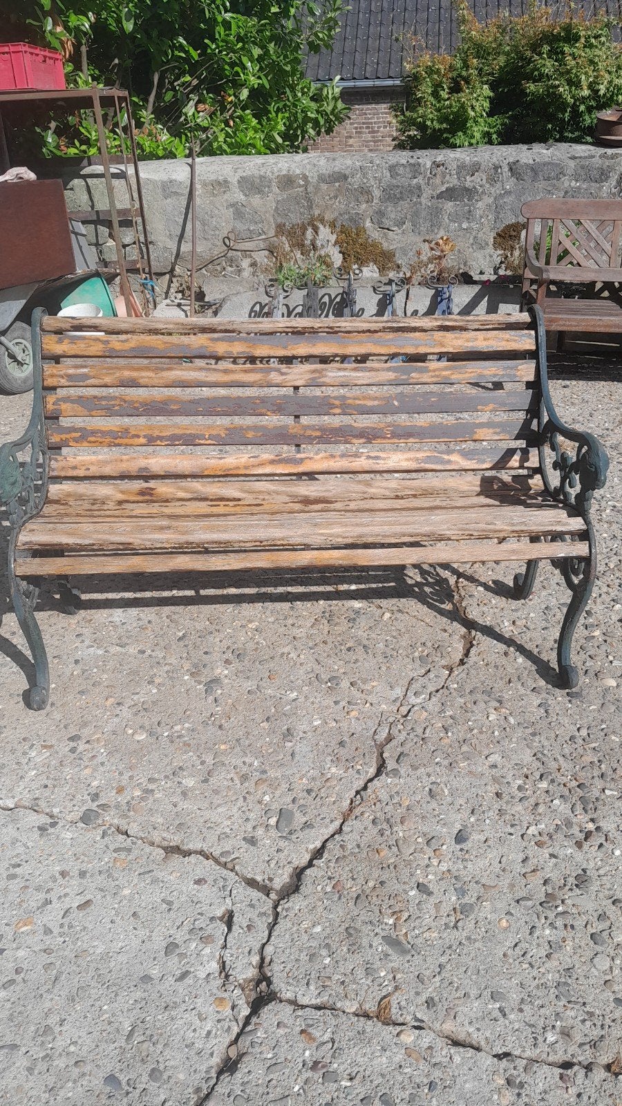 Banc de jardin en bois et fonte, Enlèvement, Bois