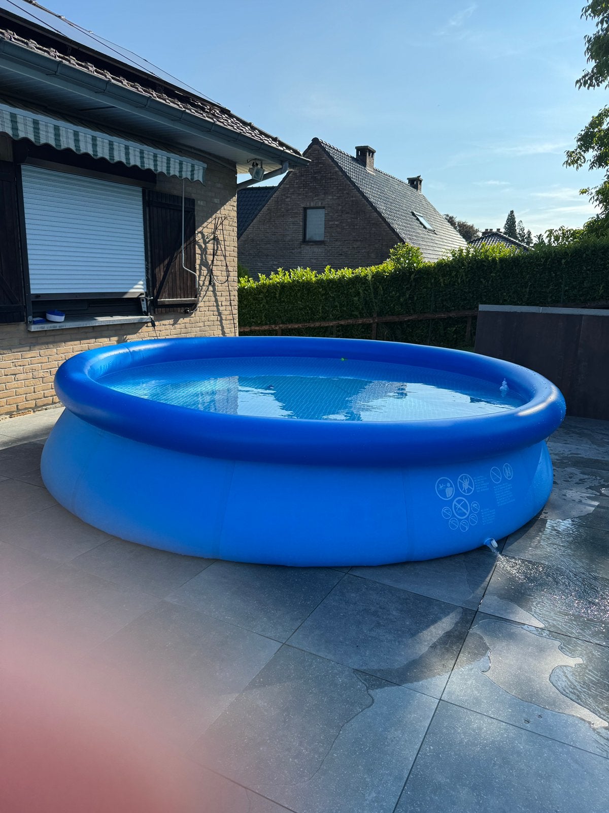 Piscine auto portante 3,7m diam+filtre+pompe à chaleur Qlima, Ophalen, Zo goed als nieuw