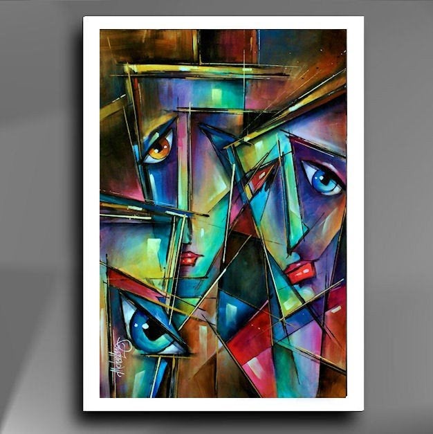 " Faces " Prachtige Giclee van Michael Lang, Ophalen of Verzenden