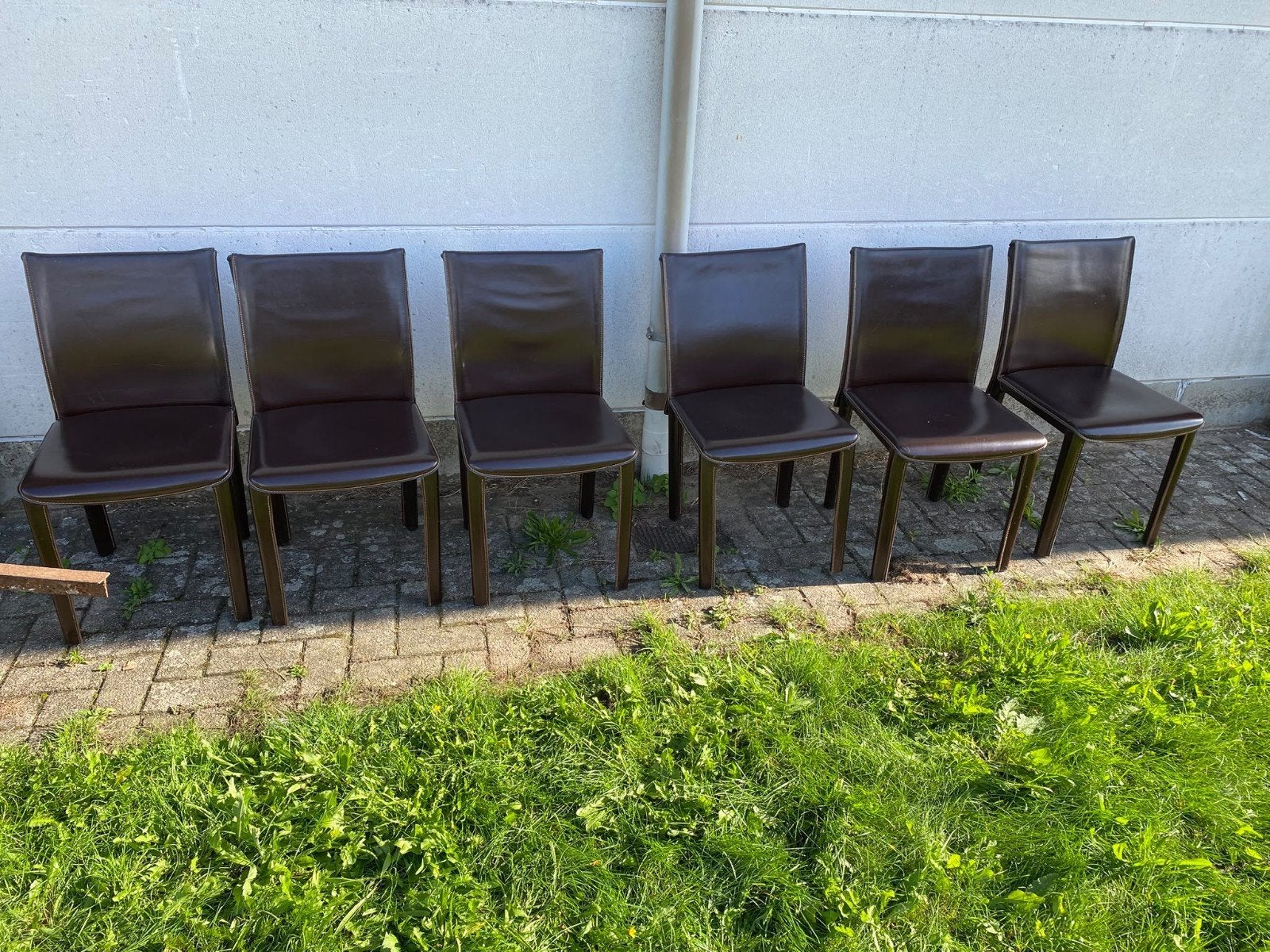 Set van 6 Arper stoelen, Enlèvement, Brun