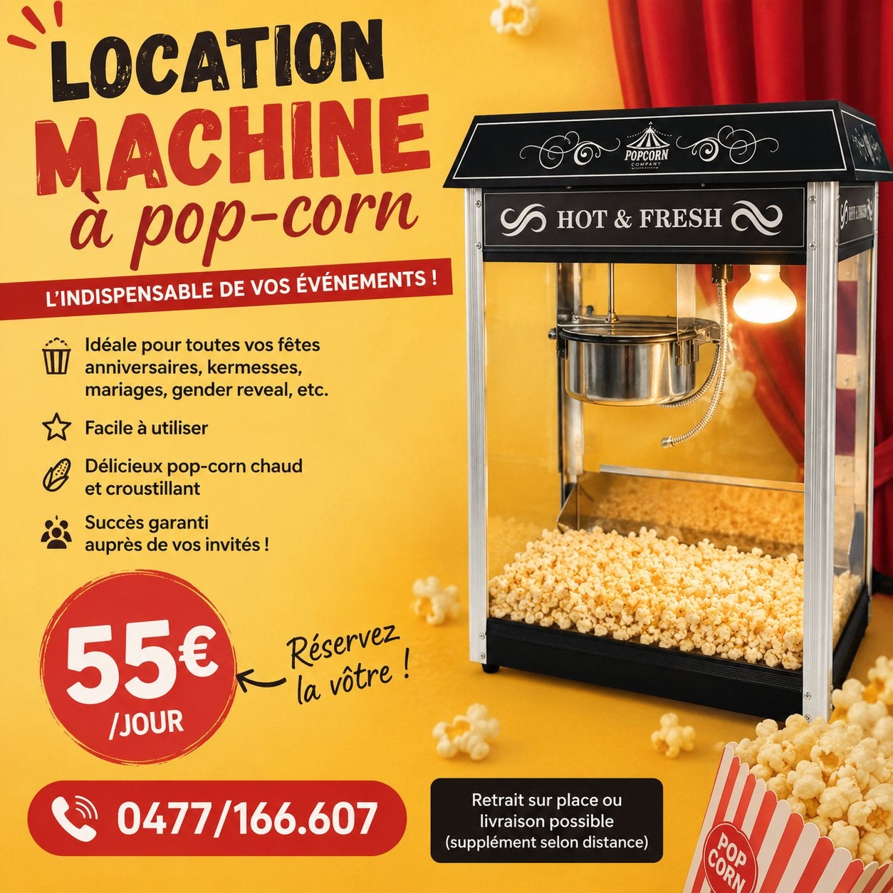 Machine à pop corn, Enlèvement, Comme neuf