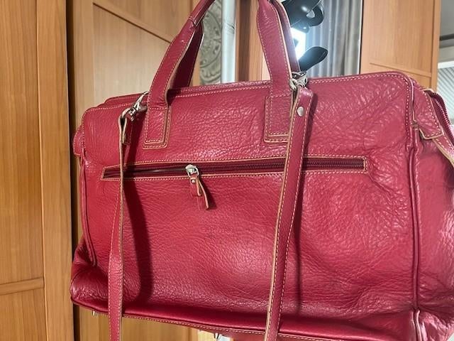 Rode lederen PC tas, Enlèvement, Comme neuf, Rouge, Autres types