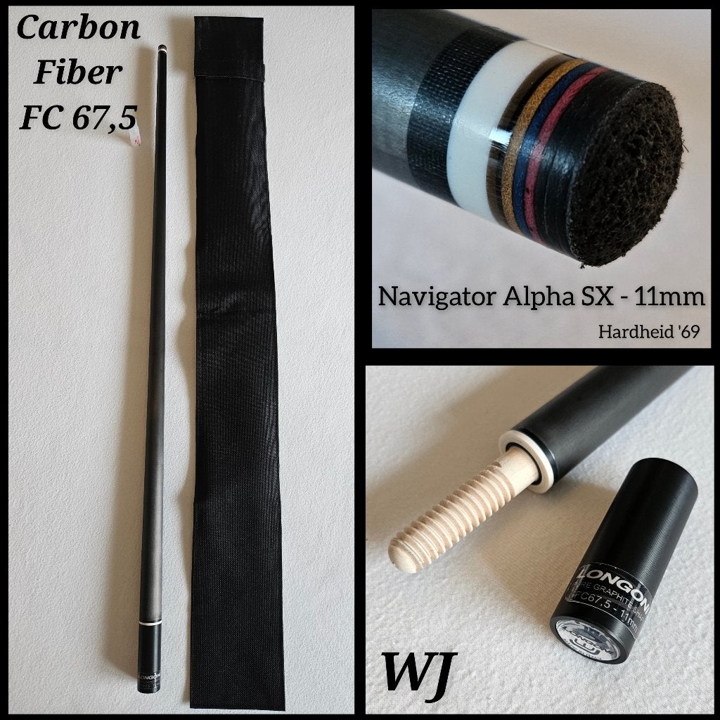 Carbon FC67,5 Navigator Alpha SX - 11mm  top voor Longoni WJ, Sport en Fitness, Biljarten en Poolen, Nieuw, Keu of Ballen, Ophalen of Verzenden