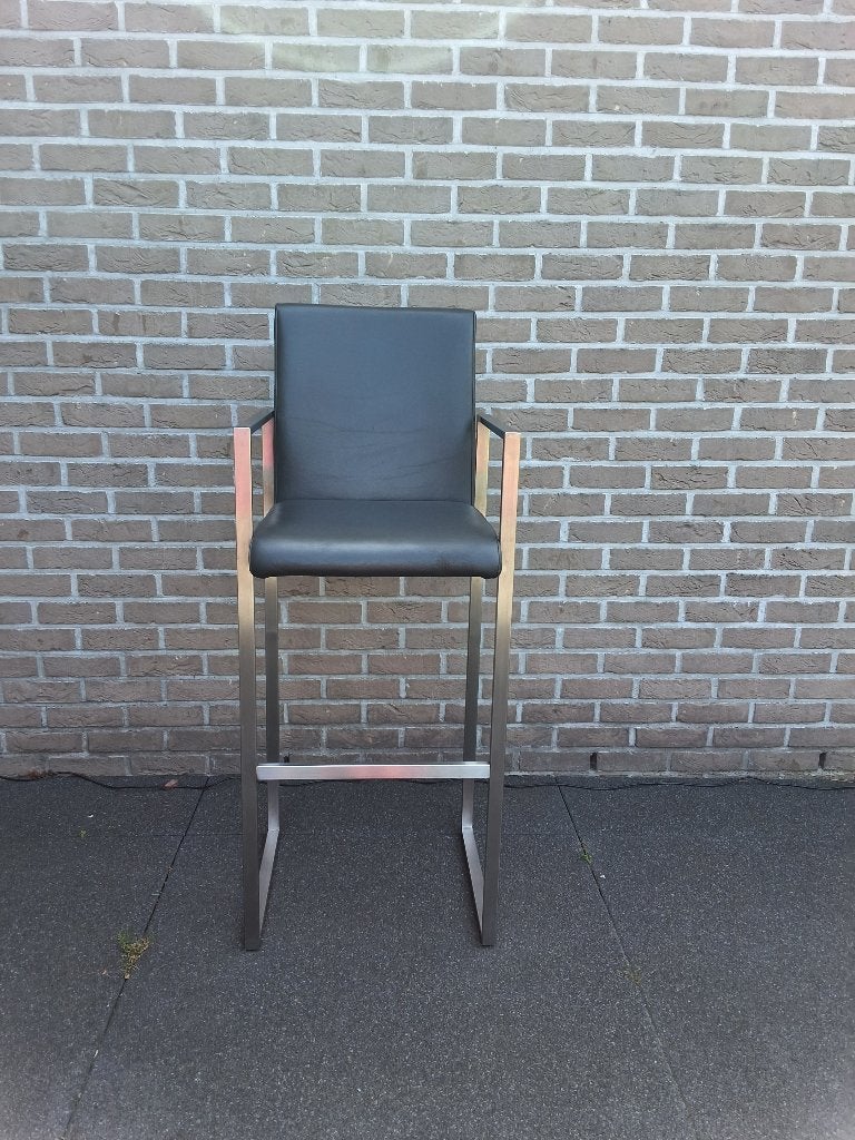 Barstoelen 4 stuks in leder met RVS , NIEUWPRIJS 1500€!!!, Huis en Inrichting, Barkrukken, Ophalen, Met voetsteun, 60 tot 90 cm