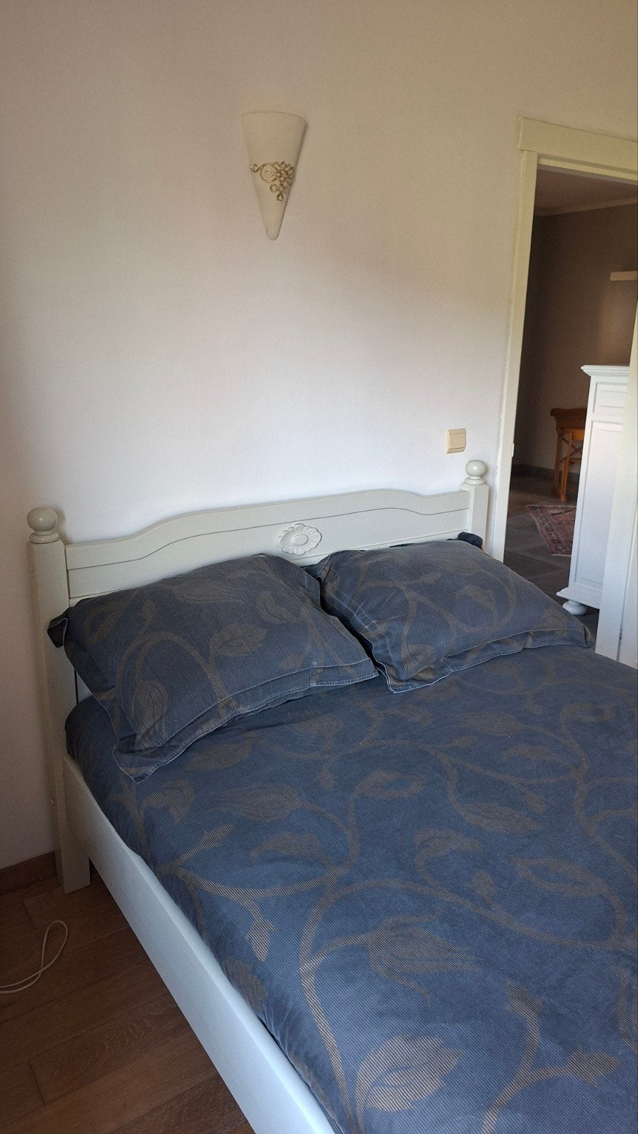 Houten bed met lattenbodem, Ophalen, Gebruikt, Overige kleuren, 140 cm