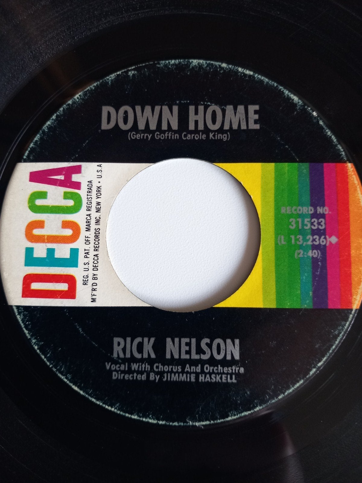 RICK NELSON. DOWN HOME. USA 45T
