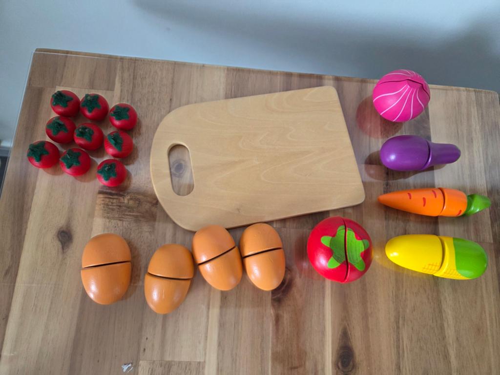 Houten groenten & fruit met snijplank, Ophalen, Zo goed als nieuw, Hout, Speelkeuken-accessoire