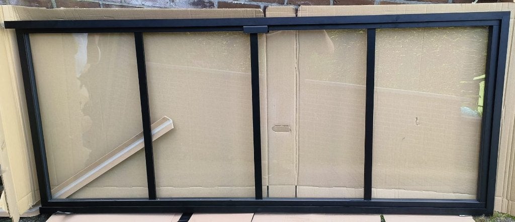 Zwarte aluminium deur (of loftdeur), 80 tot 100 cm, Ophalen of Verzenden, Zo goed als nieuw, Glas