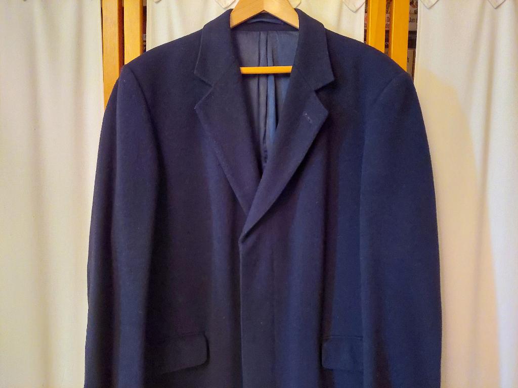 Klassieke lange manteljas - heren – blauw, Kleding | Heren, Ophalen of Verzenden, Zo goed als nieuw, Savoy Taylors Guild, Maat 48/50 (M)