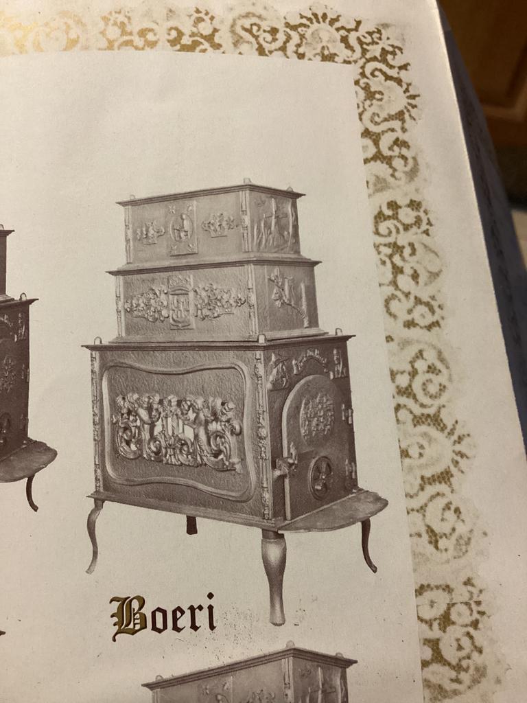 Poêle à bois ancien en fonte (Boeri), Enlèvement, Utilisé, Bois, Autoportant