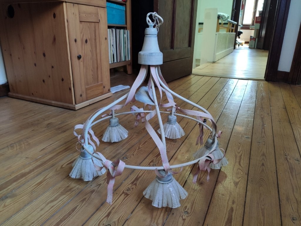 Lustre en fonte, Maison & Meubles, Lampes | Lustres, Enlèvement, Comme neuf, Verre, Landelijk, klassiek