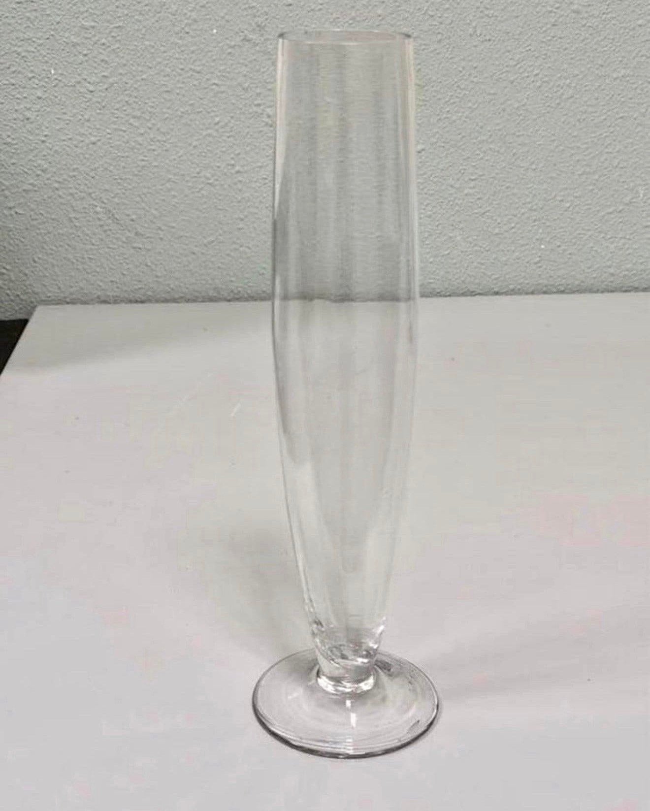 Vintage glazen vaas 30 cm hoog – helder glas bloemenvaas, Ophalen of Verzenden, Transparant, 30 cm, Glas