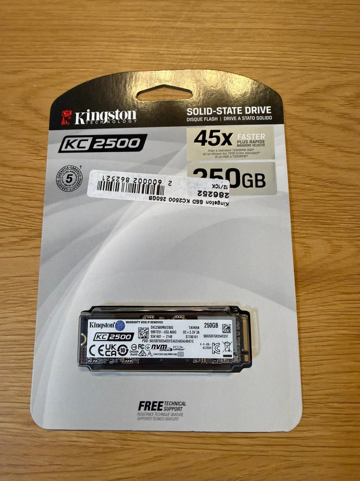 Kingston 250GB KC2500 M.2 80mm ssd pcie 3.0 x4 3d vnand TLC, Computers en Software, Ophalen of Verzenden, Nieuw