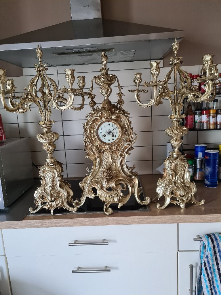 oude kasteel klok in brons, Antiek en Kunst, Antiek | Klokken, Ophalen of Verzenden