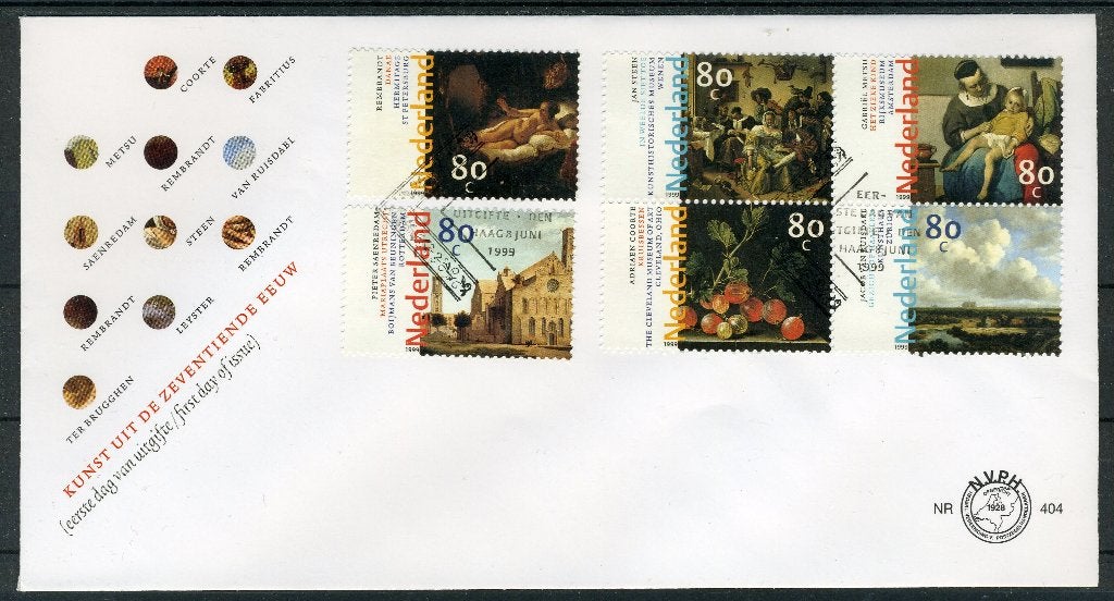 NEDERLAND E404 FDC 1999 - 17e Eeuwse Schilderkunst, Verzenden, Na 1940, Gestempeld