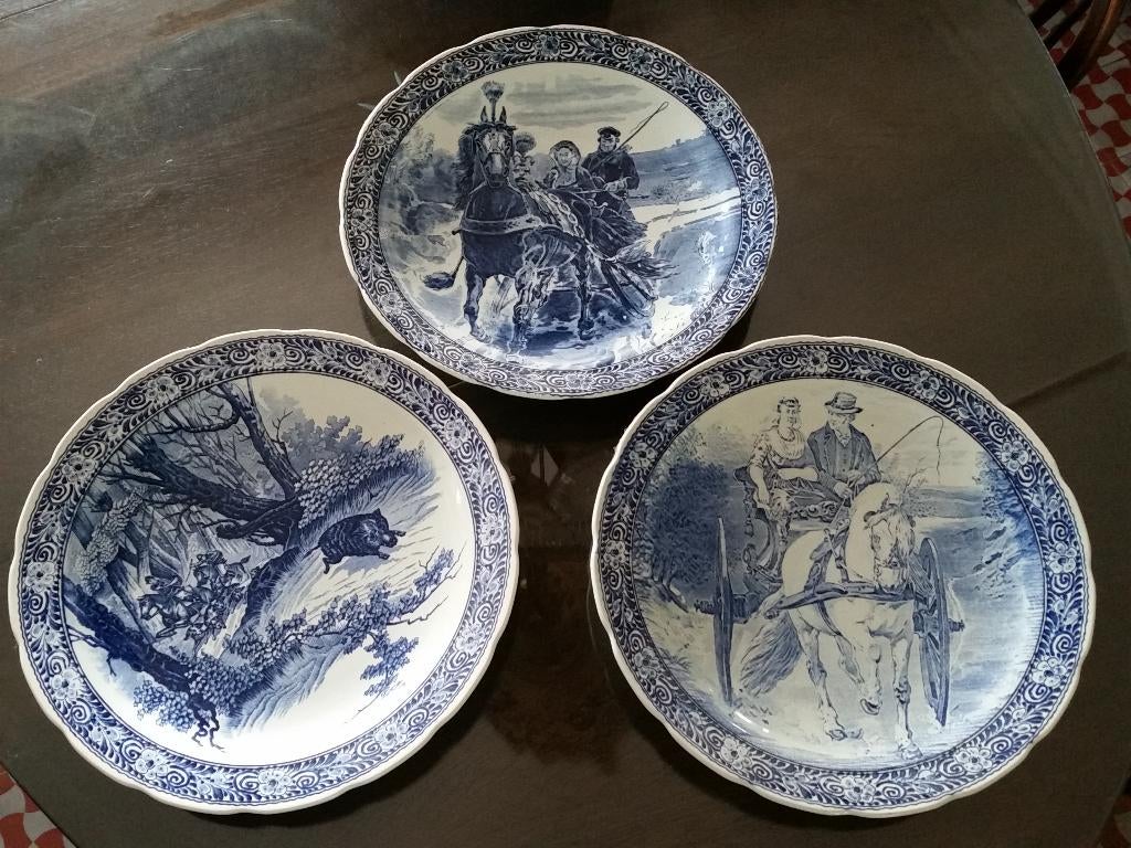 Vintage Delfts blauw sierborden – Royal Boch – set van 3, Antiquités & Art, Antiquités | Assiettes décoratives & Carrelages, Enlèvement